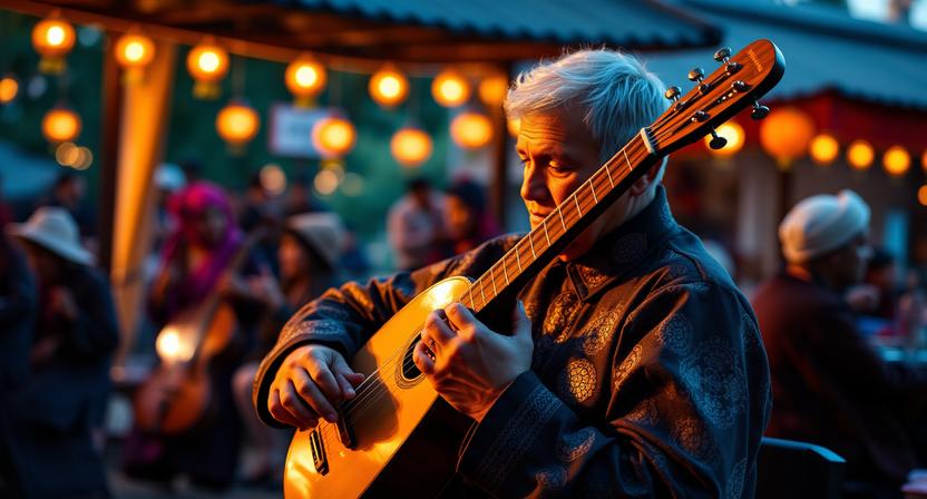 Traditional bouzuki performance at a cultural music festival